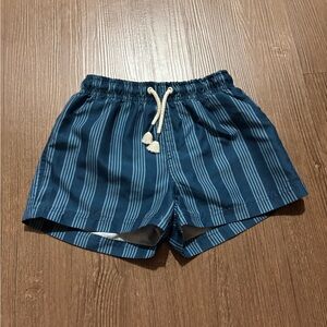 Zara Navy Blue striped swim trunks